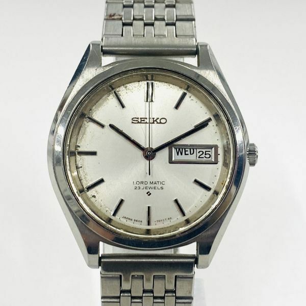 S014-T6-1978 ◎ SEIKO セイコー 23石 5606-7070 手巻き メンズ 腕時計 稼働 デイデイト シルバー文字盤 アナログ 3針 純正ベルト 時計