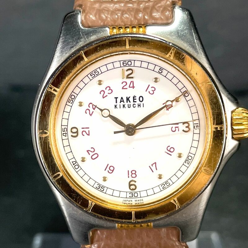 TAKEO KIKUCHI タケオキクチ produced by fortune TK-7506 腕時計 アナログ クオーツ 3針 ホワイト文字盤 新品電池交換済み 動作確認済み