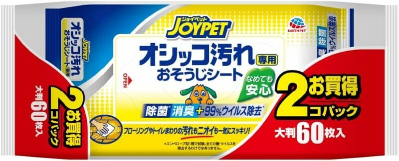 JOYPET(ジョイペット) オシッコ汚れ専用 おそうじシート 30枚×2個パック