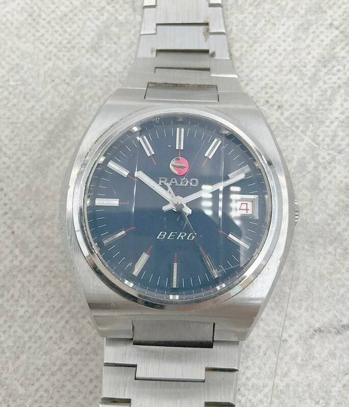 ◇腕時計◆RADO ラドー BERG ベルグ 青文字盤 ブルー シルバー AT 自動巻き デイト メンズ 腕時計 稼働品