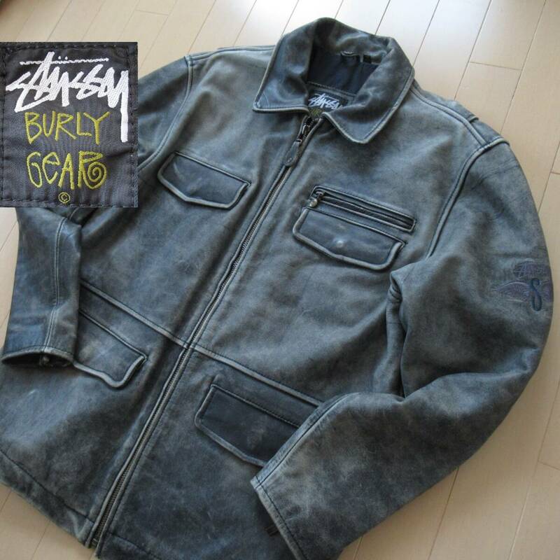 ★即決送込★L 初期 STUSSY レザージャケット スタジャン ラスタ Varsity Jacket old oldstussy オールド ステューシー l xl one love