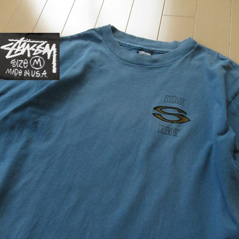 ★即決送込★黒タグ 90s STUSSY USA製 old oldstussy ステューシーオールド 半袖 T-shirs Tee Tシャツ M l xl 80s y2k 刺繍 skate surf s