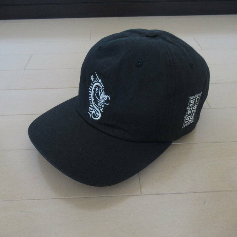 ★即決送込★OLD STUSSY CAP キャップ 帽子 オールド hat スナップバック old oldstussy ステューシー 6パネル 黒 ドラゴン 龍