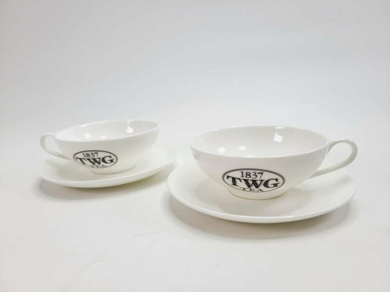 【送料無料・長期保管品】TWG ペアセット　ティーカップ&ソーサー　茶道具　紅茶　シンガポール