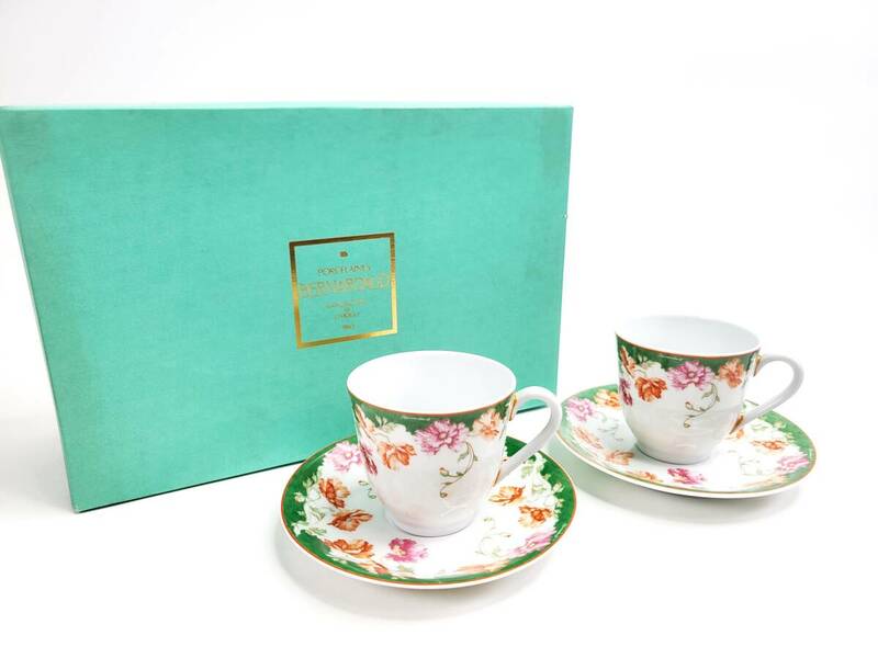 【送料無料・長期保管品】ベルナルド PORCELAINES BERNARDAUD　カップ＆ソーサー　ペアセット　コーヒーカップ　ティーカップ　西洋磁器