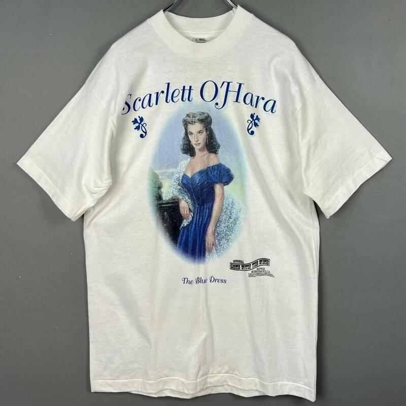 Wm936 90s GONE WITH THE WIND 風と共に去りぬ 映画 ムービーT シングルステッチ Tシャツ SCARLETT O'HARA スカーレットオハラ L