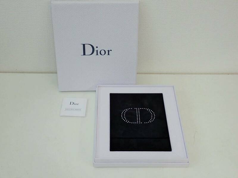 【未使用】 Christian Dior クリスチャン ディオール レザー 折り畳み ミラー 手鏡 ノベルティ 鏡/K69-60