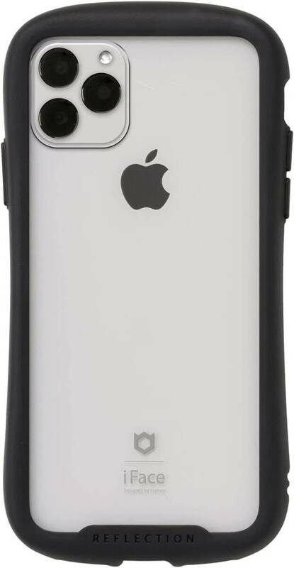 iFace Reflection iPhone 11 Pro Max ケース クリア 強化ガラス (ブラック)