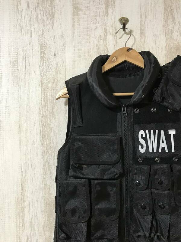 575☆【SWAT タクティカルベスト】ミリタリー サバゲー 黒