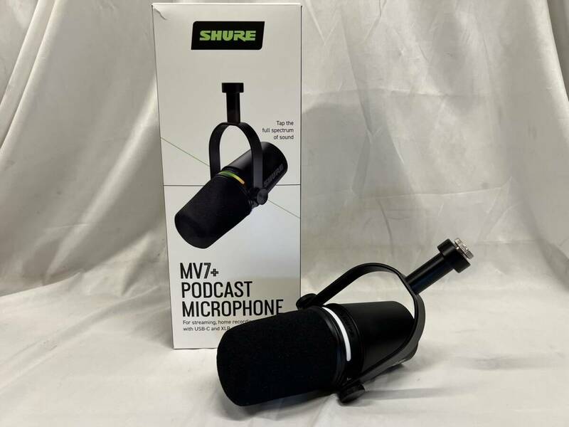 T6589 1円～ SHURE MV7+ PODCAST MICROPHONE シュアー ポッドキャスト用 マイクロホン ダイナミックマイク PA機器 録音 レコーディング機材