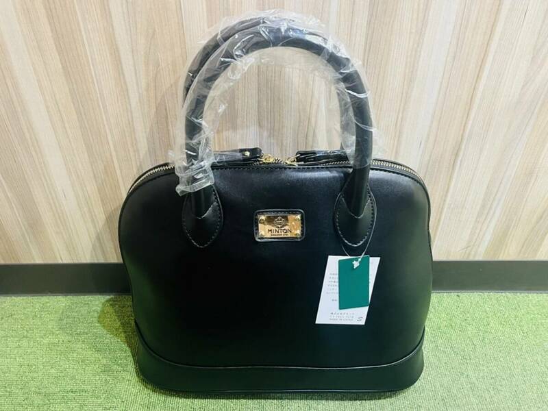 HH　1円～【未使用】MINTON ハンドバッグ ミントン レザー ブラック レディース 手持ち鞄 ブランド 