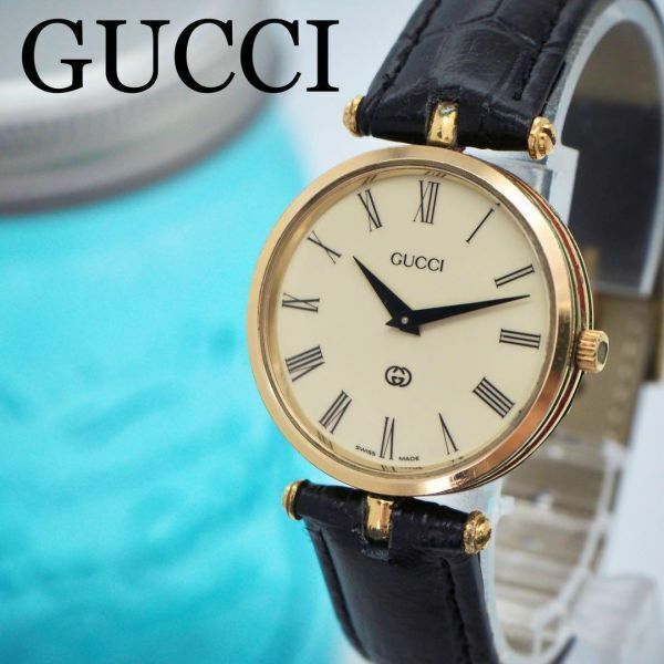 517 GUCCI グッチ時計　メンズ腕時計　シェリーライン　新品ベルト　希少