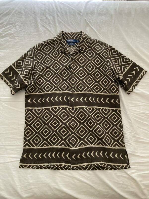 90s Polo by Ralph Lauren cotton linen shirts CLAYTON M size ラルフローレン 半袖シャツ ヴィンテージ 柄 アロハ CLAYTON 