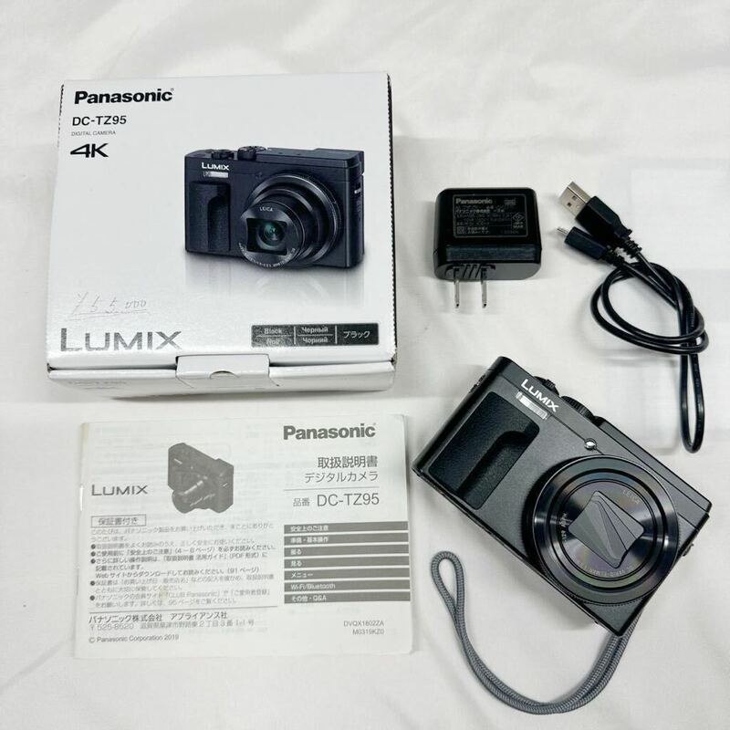 良品 Panasonic LUMIX DC-TZ95 4K パナソニック コンパクトデジタルカメラ ブラック 動作 通電確認済み 説明書 箱付【k3532-お3】
