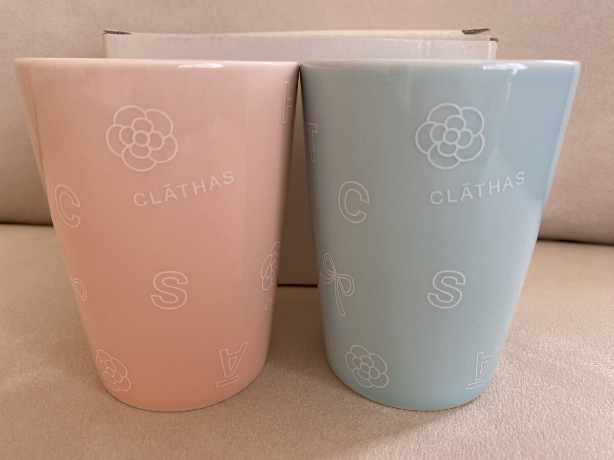 新品　CLATHAS【クレイサス】カップ2個セット 陶器　マグカップ　湯呑み　コップ　ピンク　ブルー