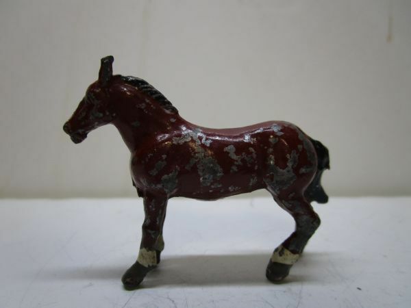 1930～40年代 ヴィンテージ 英国製 馬(鹿毛)のオブジェ (Lead製) ジオラマ玩具/古玩具/ミニチュア玩具