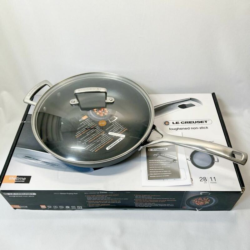 【未使用】ル・クルーゼ　Deep frying pan 28cm 11inches LE CREUSET フライパン　IH対応　取り扱い説明書、箱付き　新品