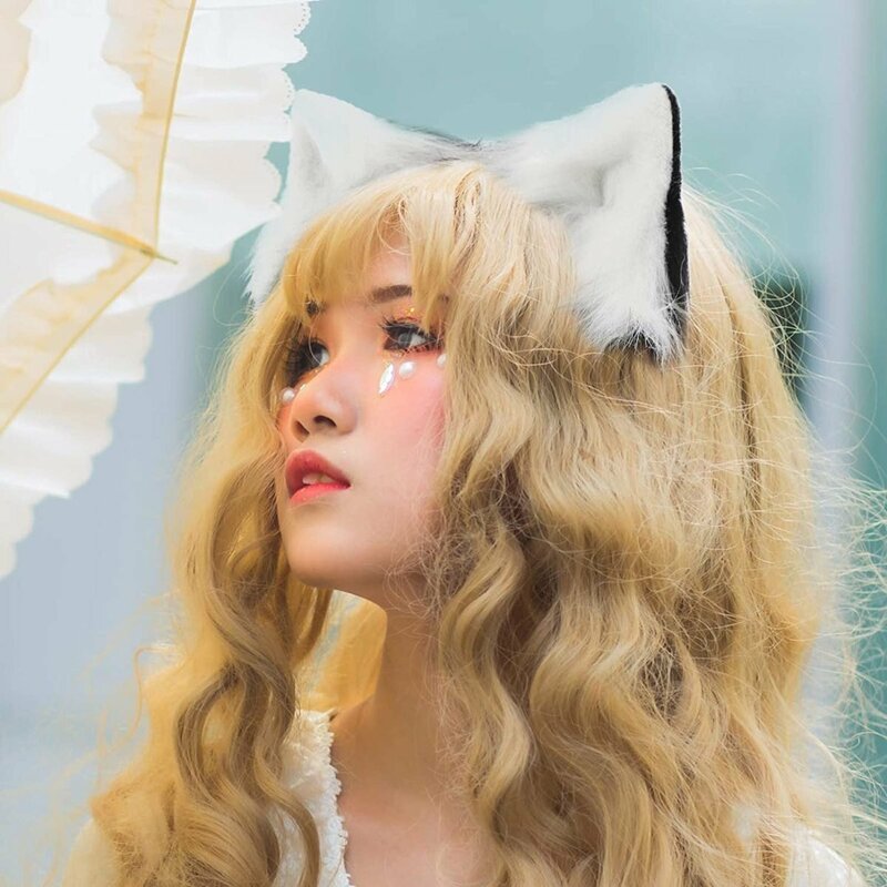 猫耳 狐耳 ヘアピン クリップ 可愛い かわいい ねこ きつね みみ コスプレ 左右2個セット 黒白