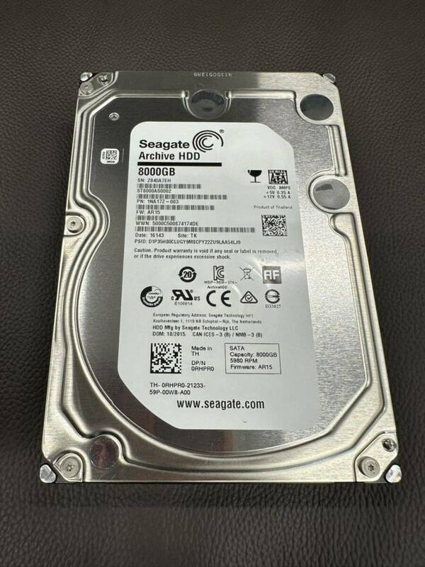 ■Seagate / シーゲート S-ATA HDD 8TB ST8000AS0002⑳ 【検品済み/使用455時間62回】ラスト出品物です