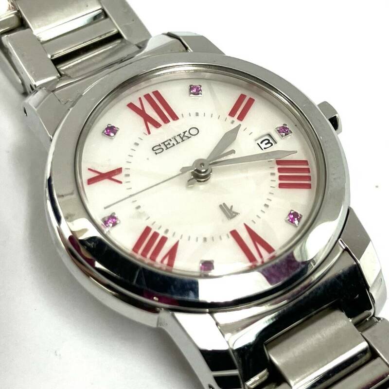 【T】SEIKO　セイコー　7N82-0EE0　腕時計　LUKIA　ルキア　不動　3針　ホワイト×ピンク系　レディース　QZ　デイト【1501】