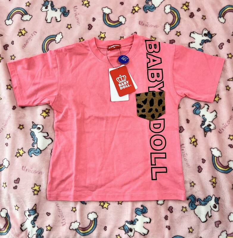新品未使用　女の子　120サイズ　Tシャツ　ピンク　ヒョウ柄　BABYDOLL 半袖Tシャツ 半袖 ブランド