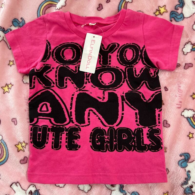 未使用　女の子　95サイズ　Tシャツ　ピンク　ELFINDOLL 半袖Tシャツ 半袖