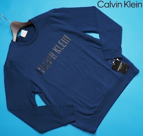 新品 Calvin Klein カルバンクライン ストレッチコットン スウェット トレーナー US:L JP:XL 紺(C3I) NM1960