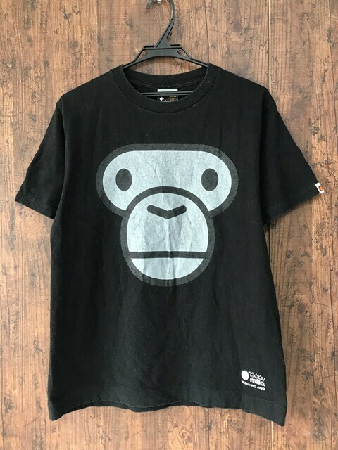 ss_1294y ★定形外 配送★ 90's ヴィンテージ 初期 A BATHING APE ア・ベイシング・エイプ マイロ 日本製 綿100% デカプリント メンズ M