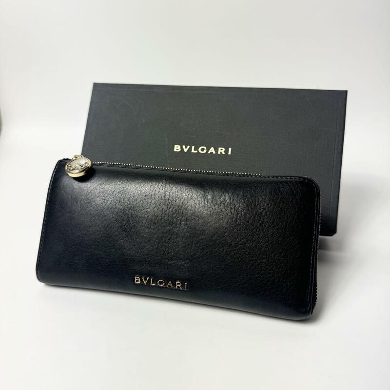 ブルガリ　BVLGARI モネーテ　レザー　ブラック　L字ファスナー　長財布