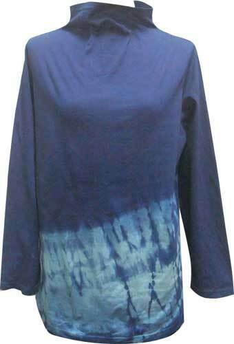 Tシャツ 藍染め 長袖 オフネック オリジナル 本藍 HUKU-3 女性用フリーサイズ