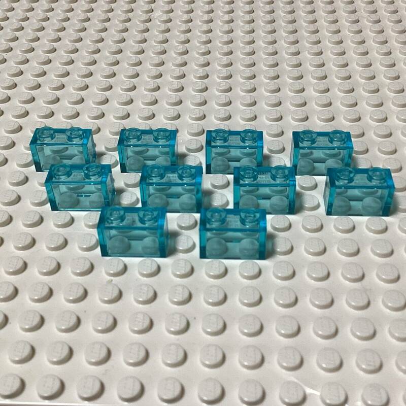 ☆6　新品　LEGO　基本ブロック　パーツ　トランスライトブルー　1×2　10個　35743　レゴ　クリア　送84円～