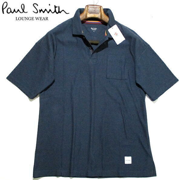 新品 未使用▼ ポールスミス　半袖ポロシャツ　アーティストストライプ　Lサイズ　紺　ネイビー　マルチストライプ　PaulSmith LOUNGEWEAR