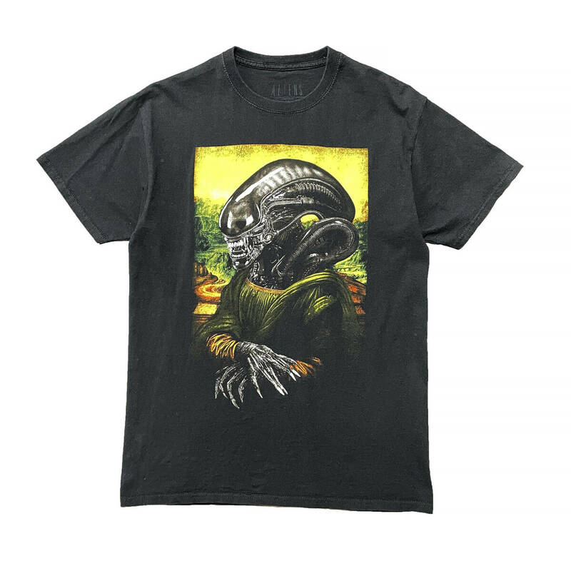 USA 古着 ALIENS 映画 エイリアン オフィシャル モナリザ レオナルドダヴィンチ パロディ Tシャツ メンズM ALIENS ヴィンテージ BA2854