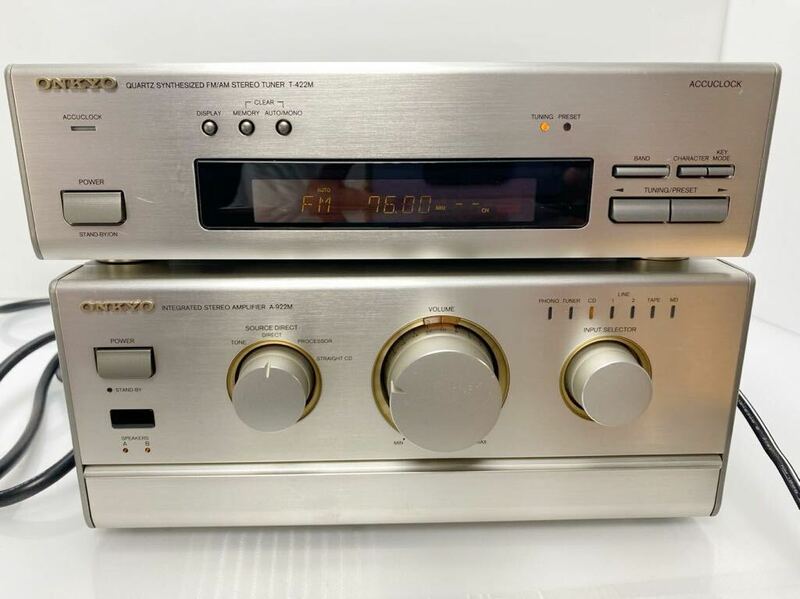 H3-3-061412 ONKYO オンキョー A-922M プリメインアンプ ONKYO オンキョー　T-422M FM AM ステレオチューナー　ACCUCLOCK