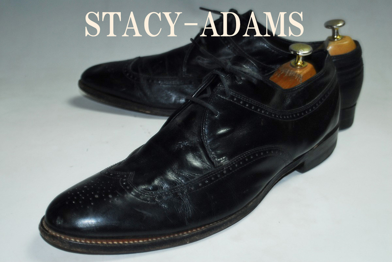 DSC6713◆熟練の職人技巧！驚愕の完全売り切り！80'S ステイシーアダムス/STACY ADAMS/黒/ウイングチップ/30㎝/ロー/世界が認める傑作！