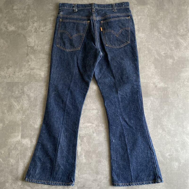 ゴールデンサイズ 濃紺 神レングス 70s ビンテージ USA製 Levis リーバイス 646 ベルボトム デニム パンツ フレア インディゴ 実寸 W32 L28