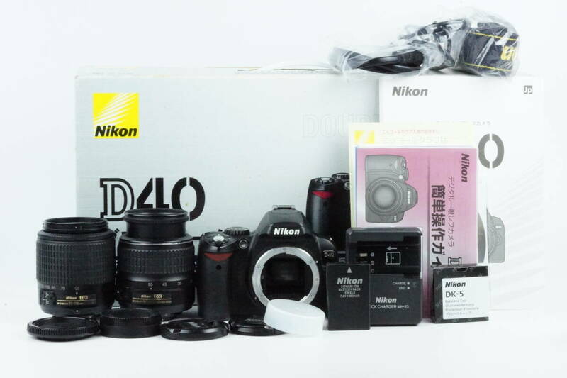 ■ 美品 ■ ニコン Nikon D40 ブラックボディ ダブルズームレンズキット 各種付属品付き 3797