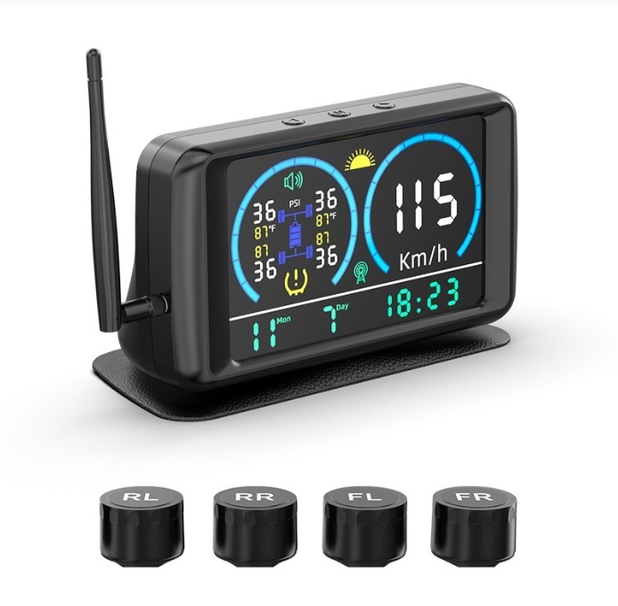 【27-6】デジタルデスプレー 空気圧モニター ＧＰＳスピード デート 温度 時計 HUD ヘッドアップ ディスプレィ