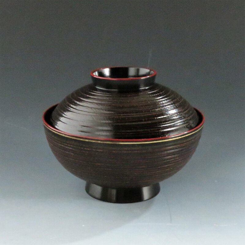 ◆◇外木締掻合縁独楽塗 内吉野蒔絵吸物椀 1客 Urushi lacquer ware◇◆和食器 漆器 懐石 会席料理 dby9177-R