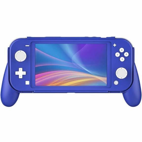 【訳あり新品】 Switch Lite 対応 グリップケース (ブルー) 耐衝撃スタンドホルダー 滑り止め 着脱簡単 軽量 ゲーム