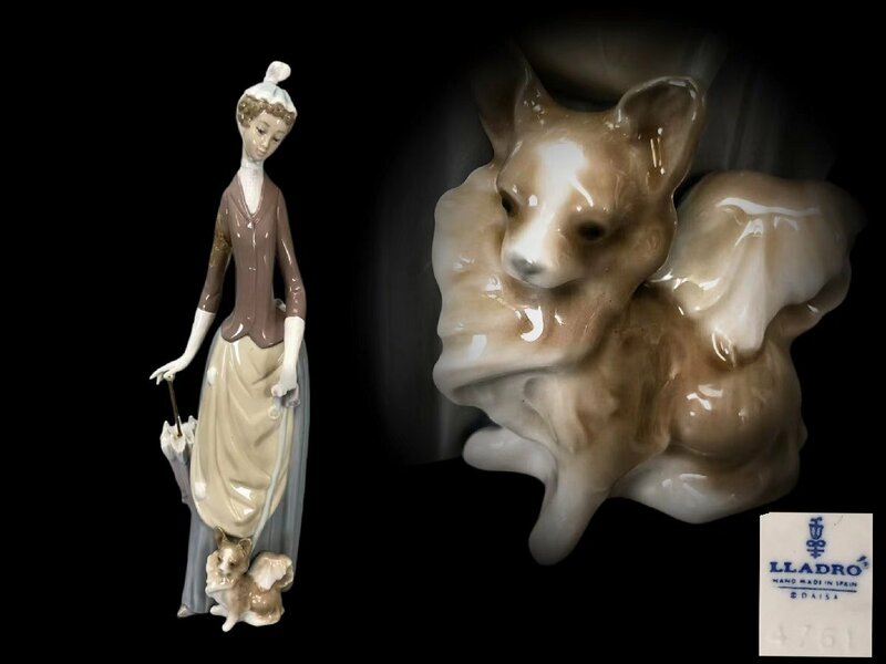 H0410B8 LLADRO リアドロ 置物「貴婦人と犬」 縁起物 飾物 床置 西洋美術 傷有り