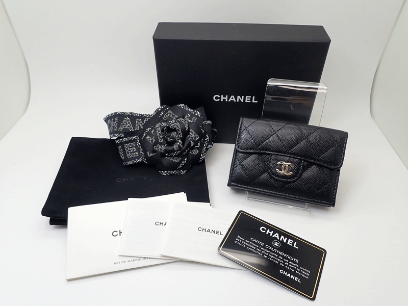 【未使用保管品】CHANEL シャネル マトラッセ キャビアスキン スモールフラップウォレット 3ツ折り財布 ミニ ゴールド金具 AP0230