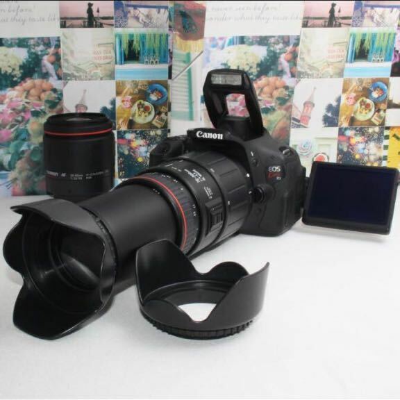 新品カメラバック付Canon EOS kiss x5 超望遠ダブルレンズ