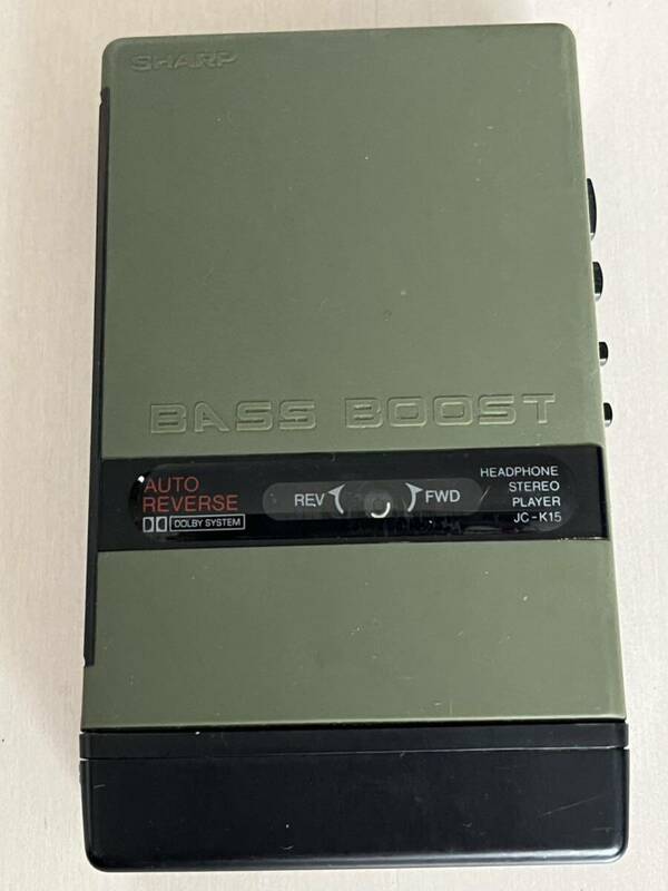 1円スタート SHARP JC-K15 CASSETTE PLAYER BASS BOOST GREEN Audio シャープ カセット プレイヤー ベース ブースト オーディオ 