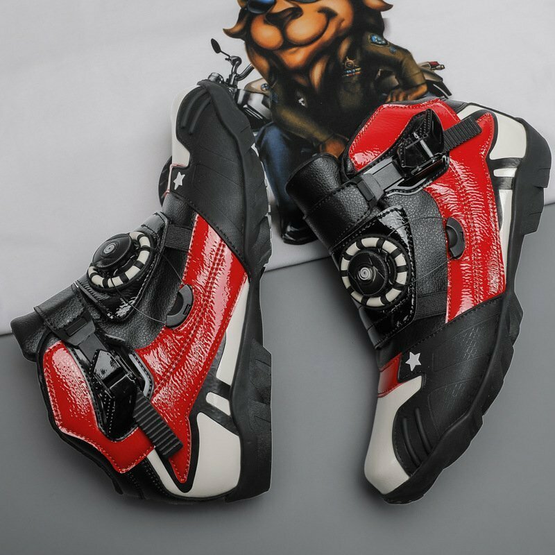 オートバイ ブーツ バイク用靴 バイクブーツ ライディングシューズ 保護 メンズ カジュアル 反射 通気性 耐磨耗性 滑り止め レッド 28cm