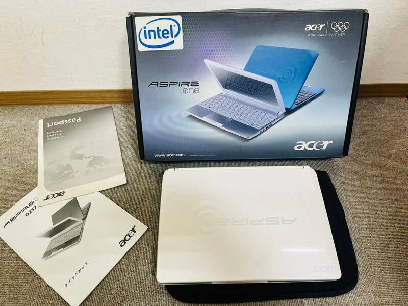 【FMD-642】【1円スタート】Acer Aspire One D257 AOD257-N71B/WF エイサー アスパイア ワン ホワイト 箱付き 通電動作未確認