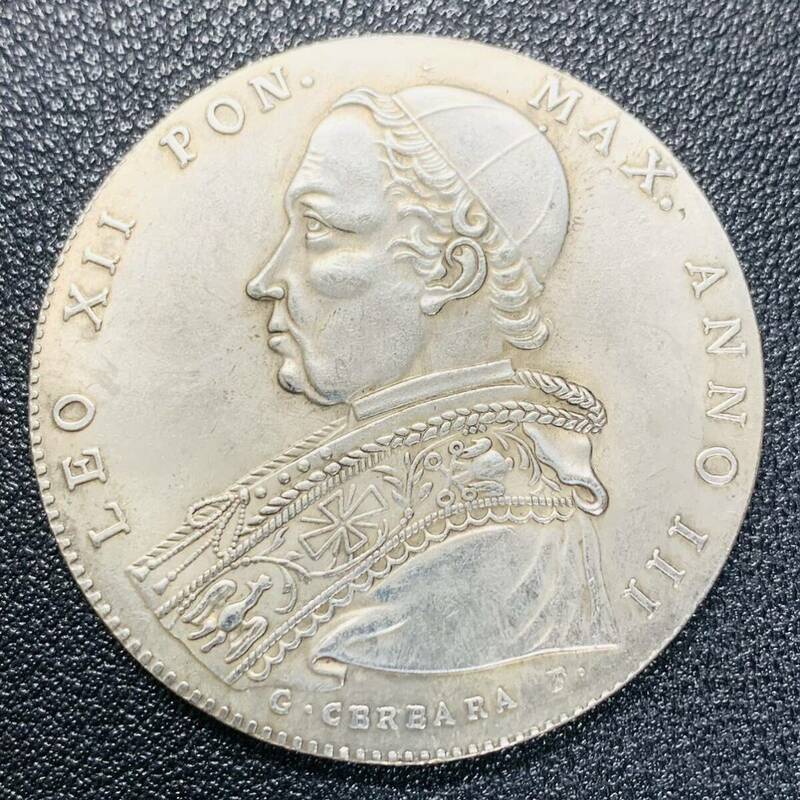 銀貨　古銭　1825年　バチカン市国　レオ12世　教会　コイン　硬貨　