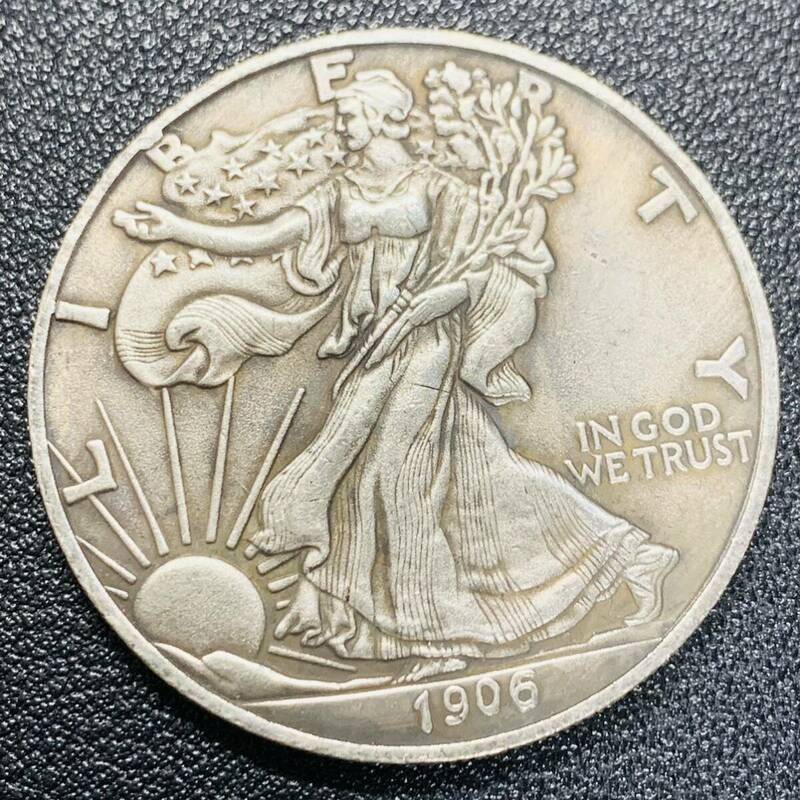 銀貨　古銭　アメリカ　1906年　歩く自由の女神　リバティ　イーグル　平和　権力　大型　コイン　硬貨　記念幣