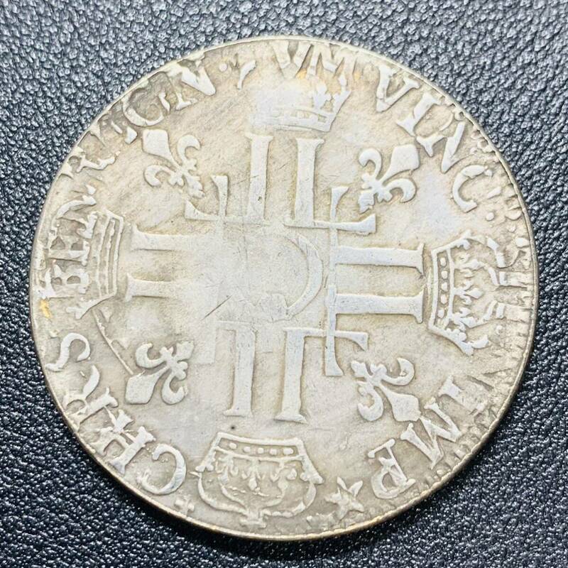 銀貨　古銭　1690年　ロシア帝国　ピョートル1世　十字架　クラウン　大型　コイン　硬貨　貿易銀