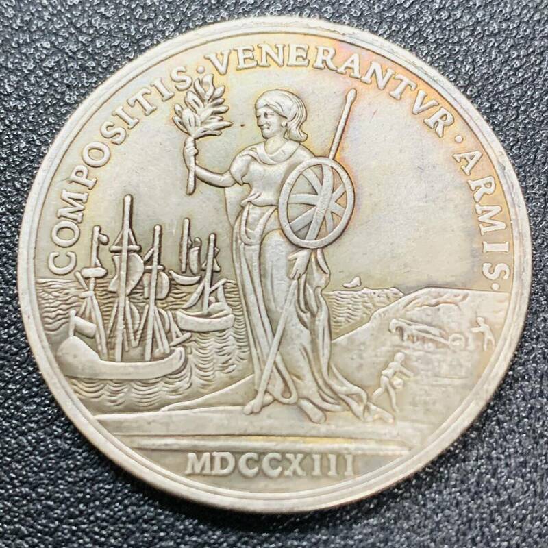 銀貨　古銭　1713年　イギリス　アン女王　ユトレヒト条約締結記念　ブリタニア　コイン　硬貨
